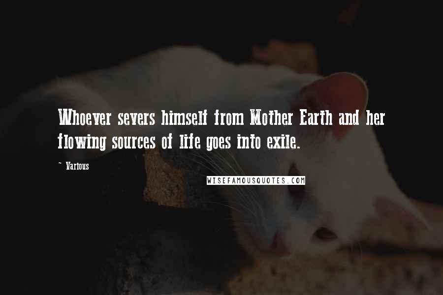 Various Quotes: Whoever severs himself from Mother Earth and her flowing sources of life goes into exile.