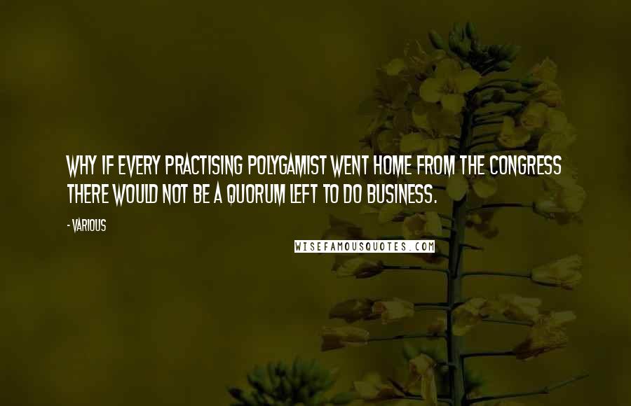 Various Quotes: Why if every practising polygamist went home from the Congress there would not be a quorum left to do business.