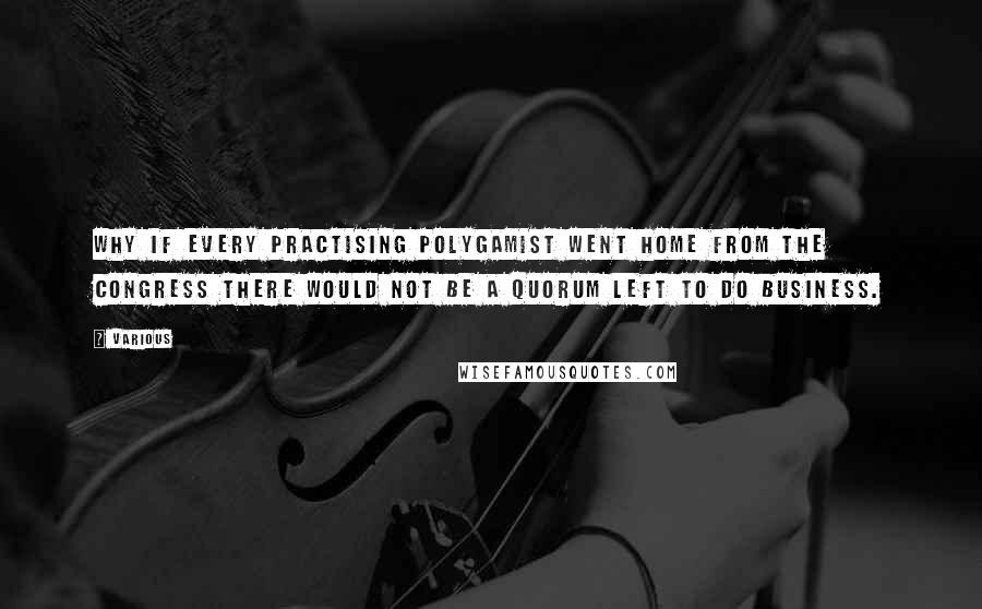 Various Quotes: Why if every practising polygamist went home from the Congress there would not be a quorum left to do business.