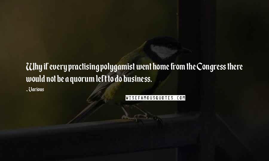 Various Quotes: Why if every practising polygamist went home from the Congress there would not be a quorum left to do business.