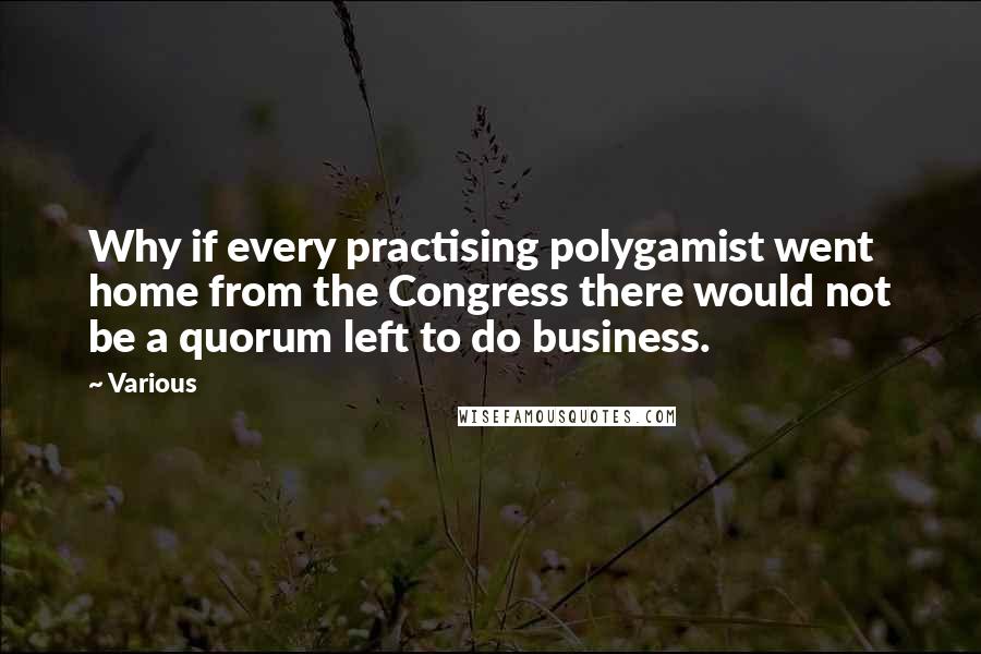 Various Quotes: Why if every practising polygamist went home from the Congress there would not be a quorum left to do business.