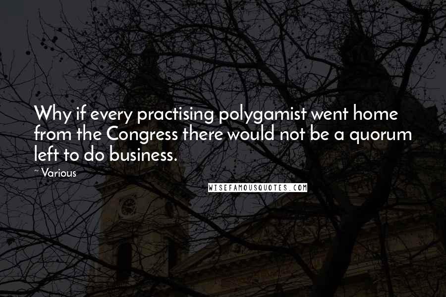 Various Quotes: Why if every practising polygamist went home from the Congress there would not be a quorum left to do business.