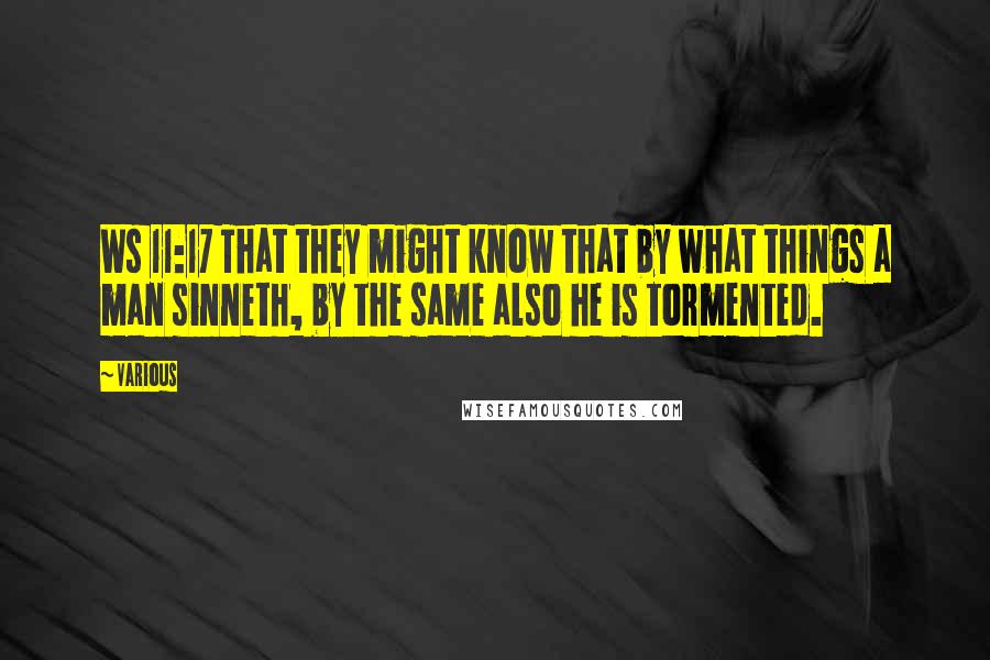 Various Quotes: Ws 11:17 That they might know that by what things a man sinneth, by the same also he is tormented.