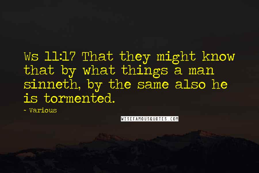 Various Quotes: Ws 11:17 That they might know that by what things a man sinneth, by the same also he is tormented.