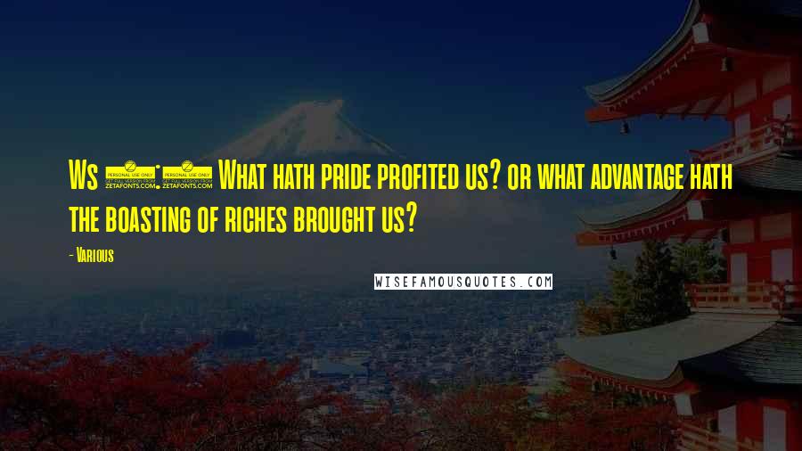 Various Quotes: Ws 5:8 What hath pride profited us? or what advantage hath the boasting of riches brought us?