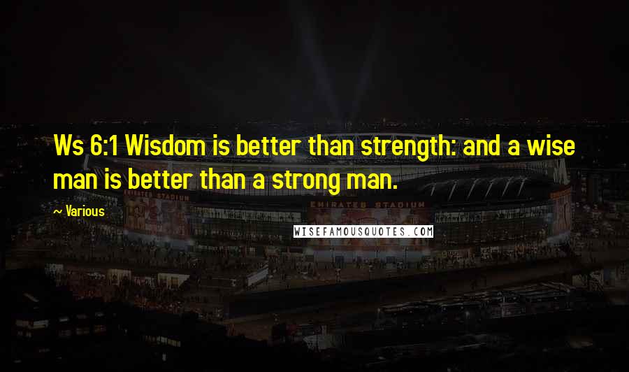 Various Quotes: Ws 6:1 Wisdom is better than strength: and a wise man is better than a strong man.