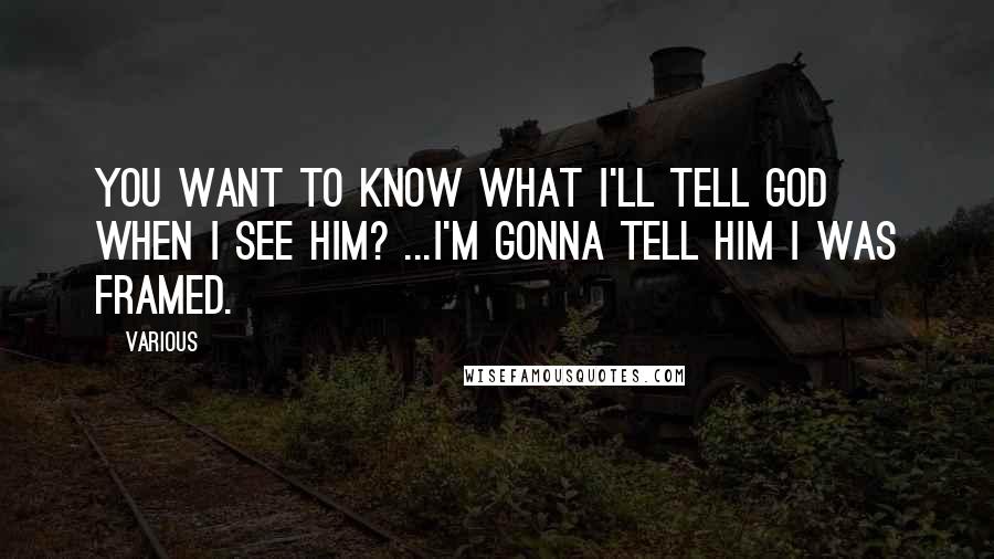 Various Quotes: You want to know what I'll tell God when I see him? ...I'm gonna tell him I was framed.