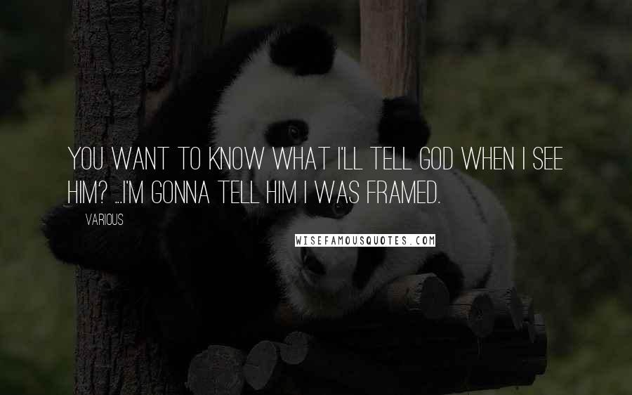 Various Quotes: You want to know what I'll tell God when I see him? ...I'm gonna tell him I was framed.