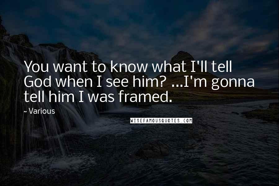 Various Quotes: You want to know what I'll tell God when I see him? ...I'm gonna tell him I was framed.