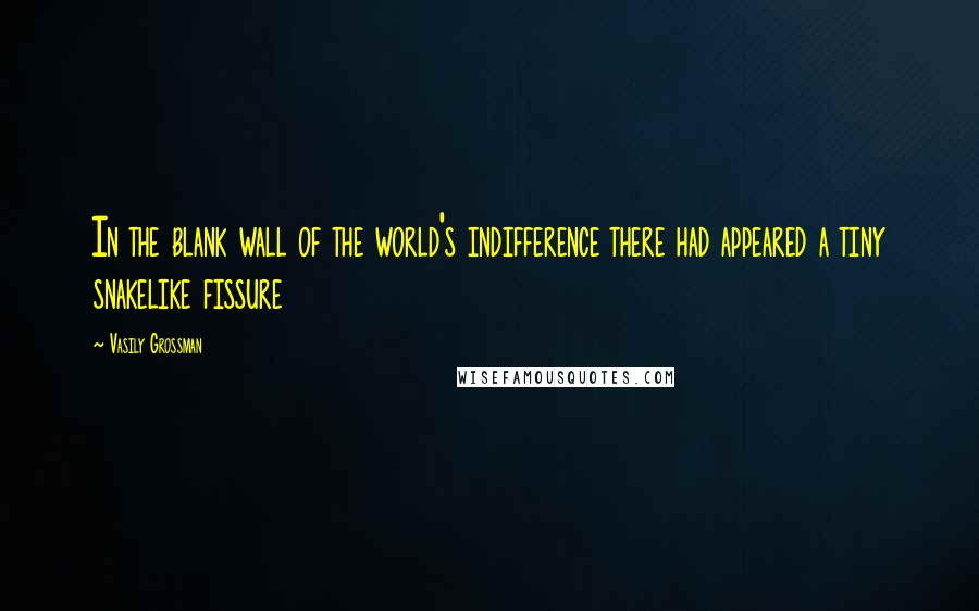 Vasily Grossman Quotes: In the blank wall of the world's indifference there had appeared a tiny snakelike fissure