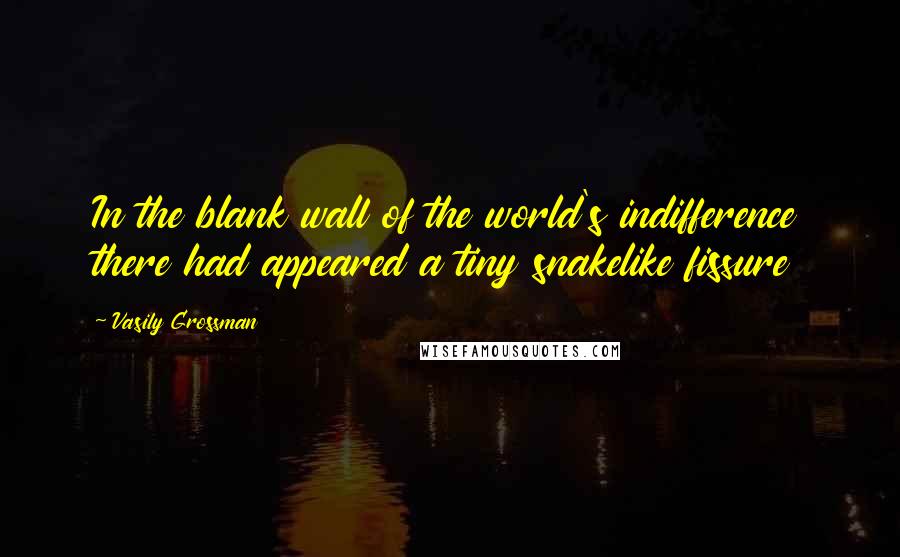 Vasily Grossman Quotes: In the blank wall of the world's indifference there had appeared a tiny snakelike fissure