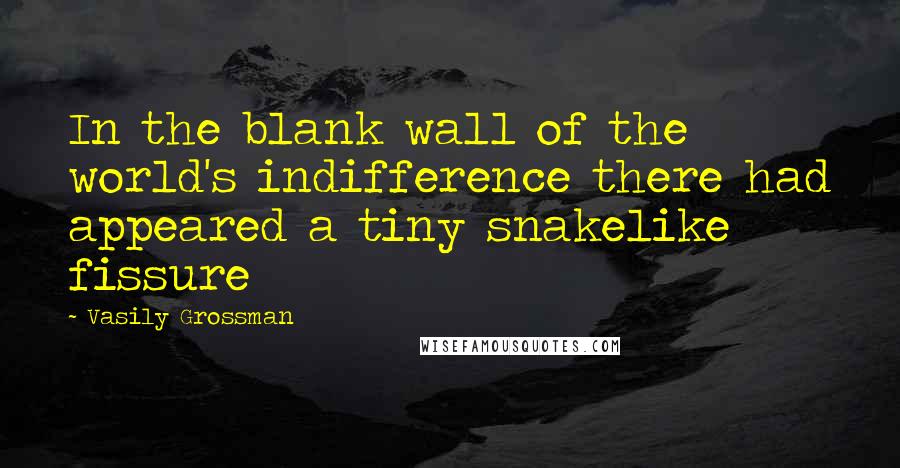 Vasily Grossman Quotes: In the blank wall of the world's indifference there had appeared a tiny snakelike fissure