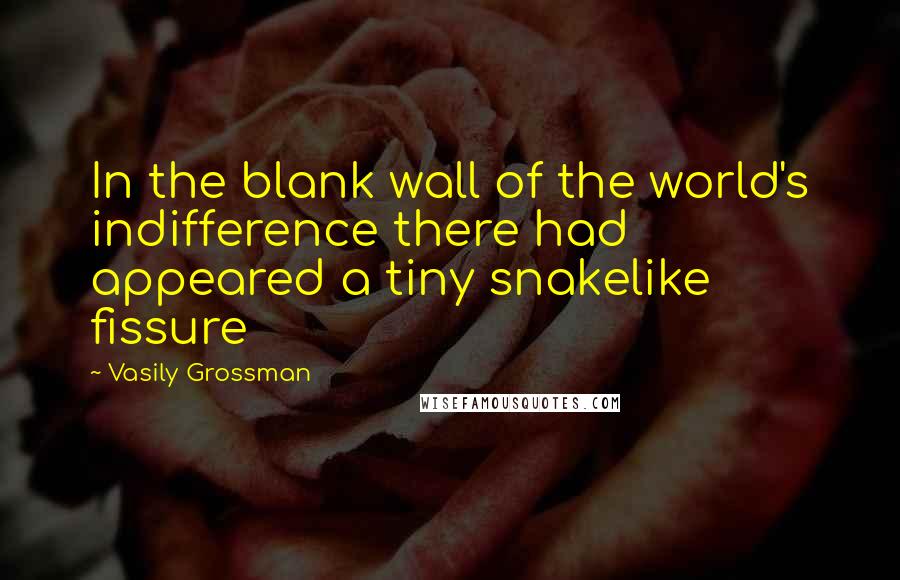 Vasily Grossman Quotes: In the blank wall of the world's indifference there had appeared a tiny snakelike fissure