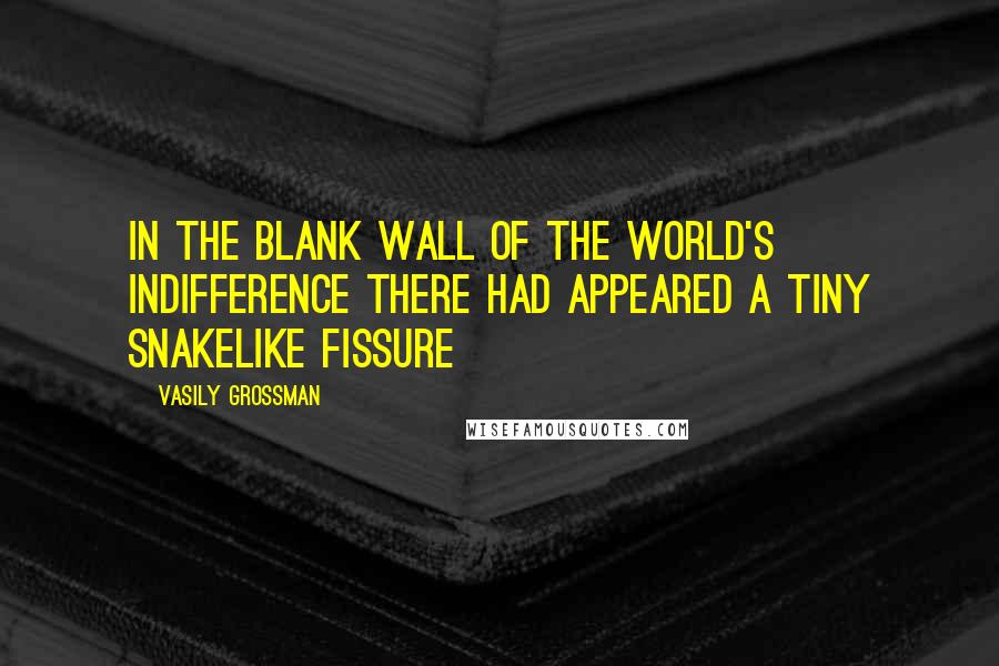 Vasily Grossman Quotes: In the blank wall of the world's indifference there had appeared a tiny snakelike fissure