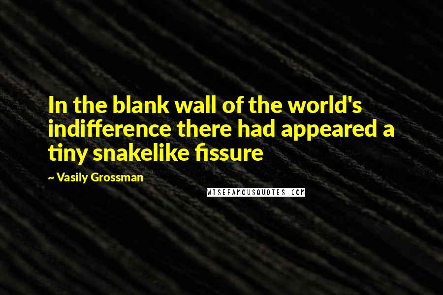 Vasily Grossman Quotes: In the blank wall of the world's indifference there had appeared a tiny snakelike fissure