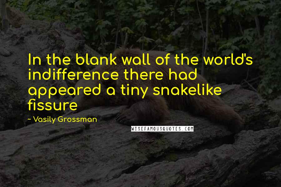 Vasily Grossman Quotes: In the blank wall of the world's indifference there had appeared a tiny snakelike fissure