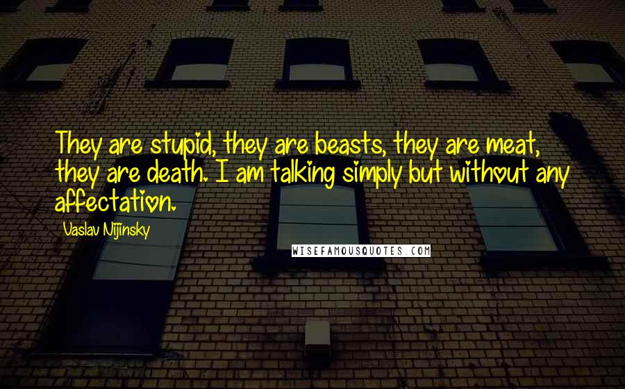 Vaslav Nijinsky Quotes: They are stupid, they are beasts, they are meat, they are death. I am talking simply but without any affectation.