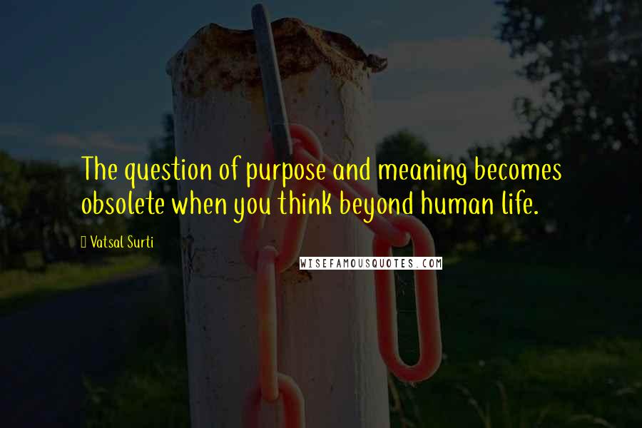 Vatsal Surti Quotes: The question of purpose and meaning becomes obsolete when you think beyond human life.