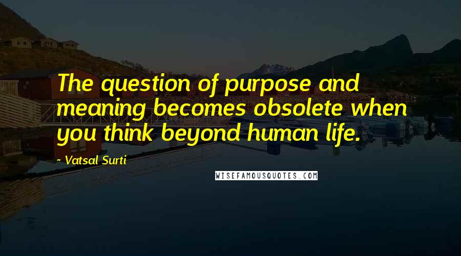 Vatsal Surti Quotes: The question of purpose and meaning becomes obsolete when you think beyond human life.