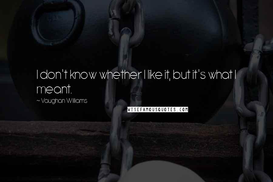 Vaughan Williams Quotes: I don't know whether I like it, but it's what I meant.