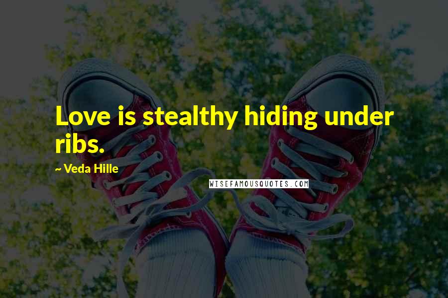 Veda Hille Quotes: Love is stealthy hiding under ribs.