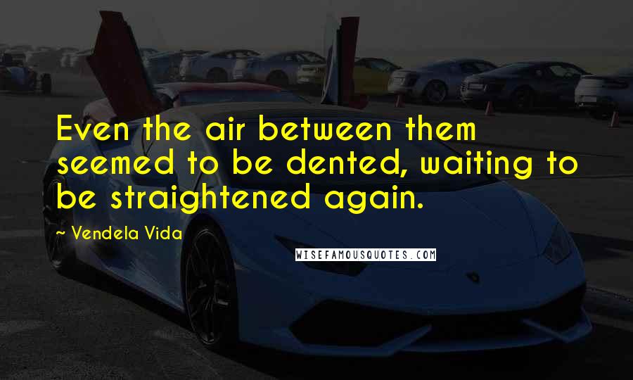 Vendela Vida Quotes: Even the air between them seemed to be dented, waiting to be straightened again.