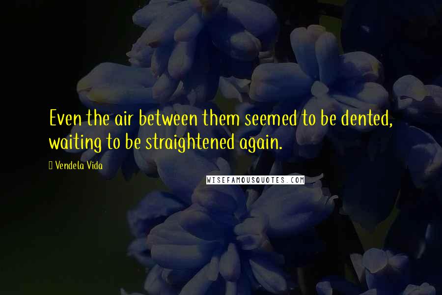 Vendela Vida Quotes: Even the air between them seemed to be dented, waiting to be straightened again.