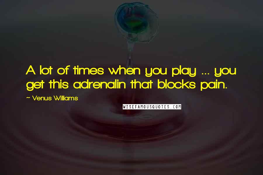 Venus Williams Quotes: A lot of times when you play ... you get this adrenalin that blocks pain.