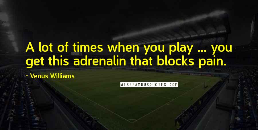 Venus Williams Quotes: A lot of times when you play ... you get this adrenalin that blocks pain.