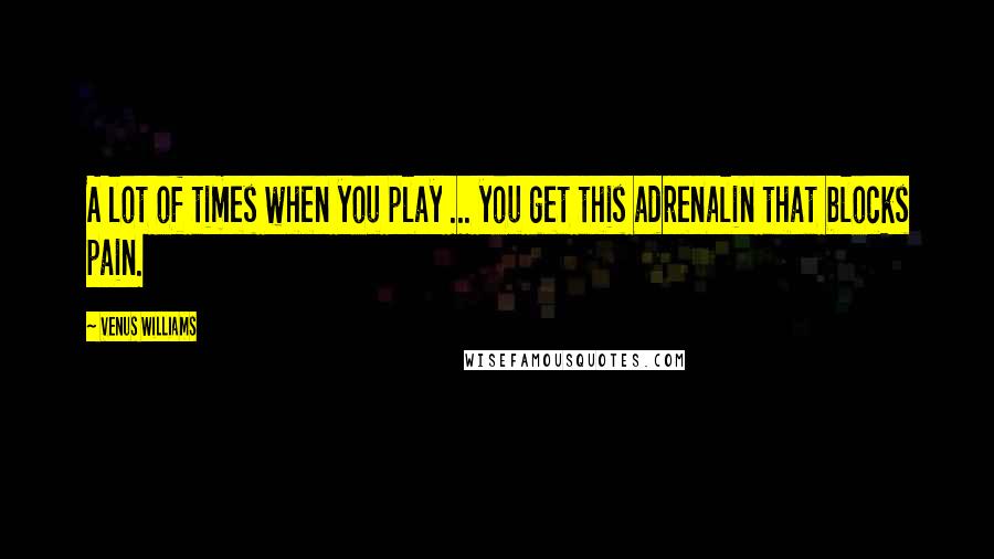 Venus Williams Quotes: A lot of times when you play ... you get this adrenalin that blocks pain.