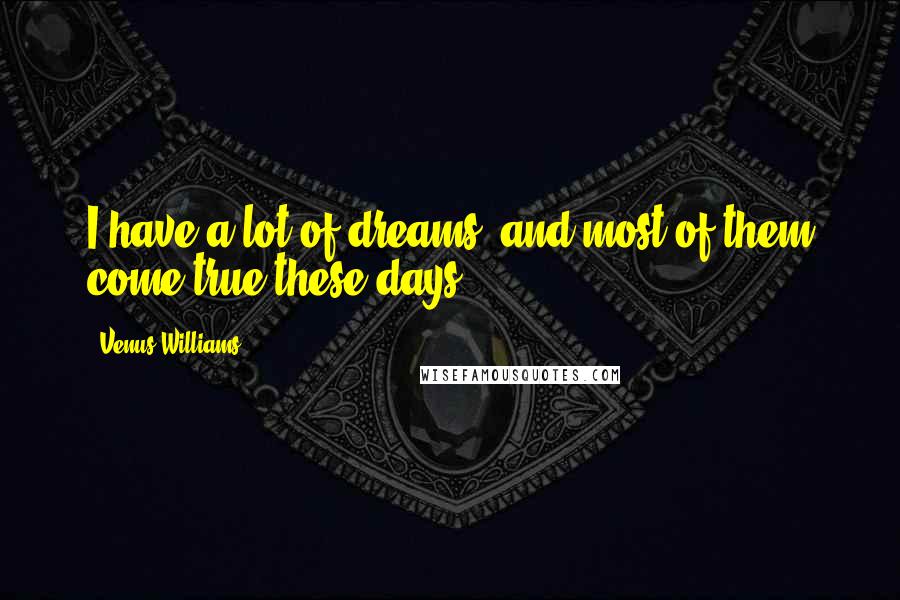 Venus Williams Quotes: I have a lot of dreams, and most of them come true these days.