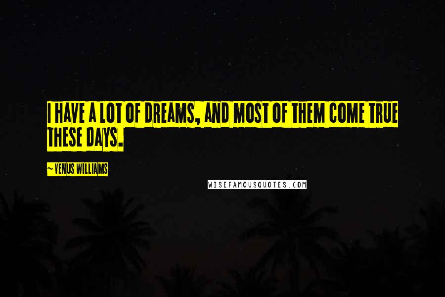 Venus Williams Quotes: I have a lot of dreams, and most of them come true these days.