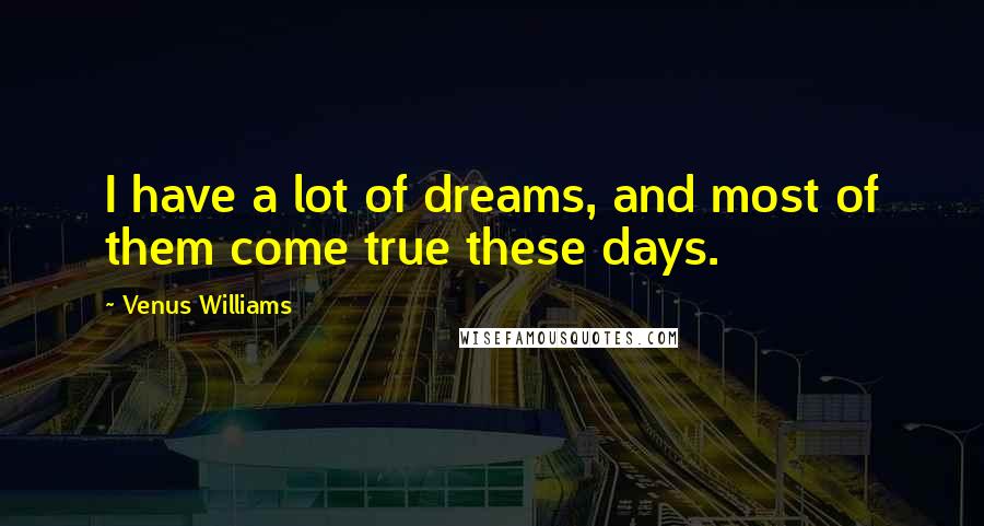 Venus Williams Quotes: I have a lot of dreams, and most of them come true these days.