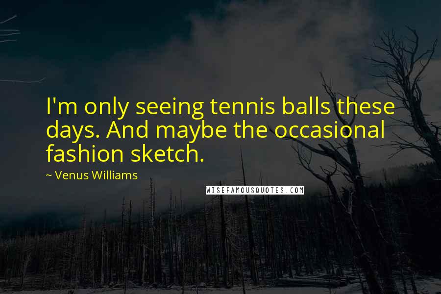 Venus Williams Quotes: I'm only seeing tennis balls these days. And maybe the occasional fashion sketch.
