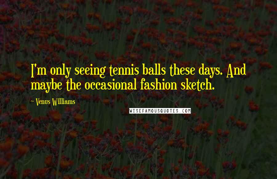 Venus Williams Quotes: I'm only seeing tennis balls these days. And maybe the occasional fashion sketch.