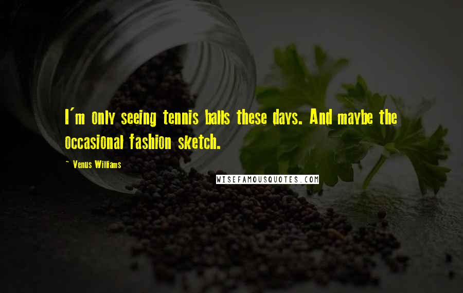 Venus Williams Quotes: I'm only seeing tennis balls these days. And maybe the occasional fashion sketch.