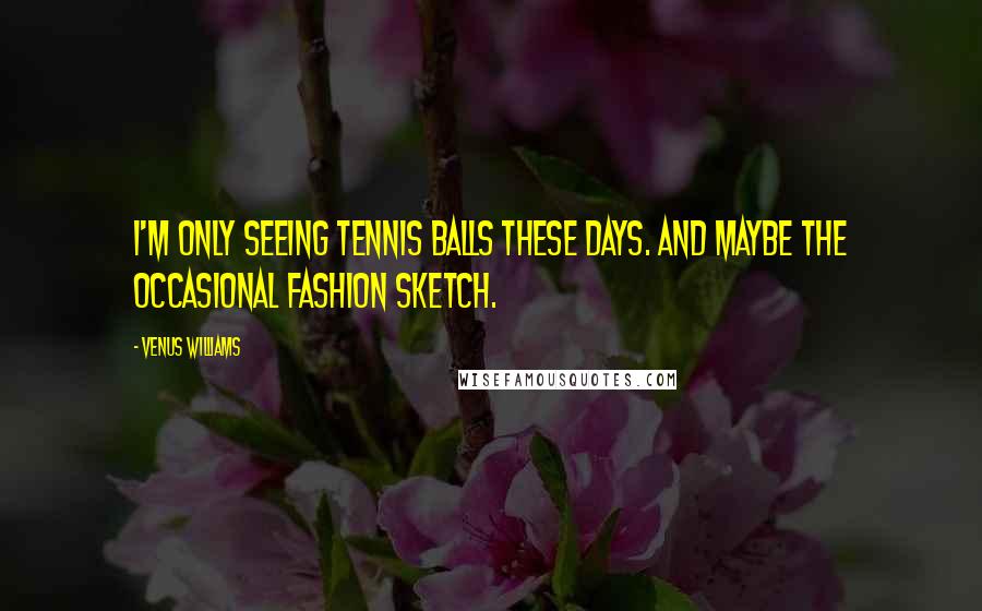 Venus Williams Quotes: I'm only seeing tennis balls these days. And maybe the occasional fashion sketch.