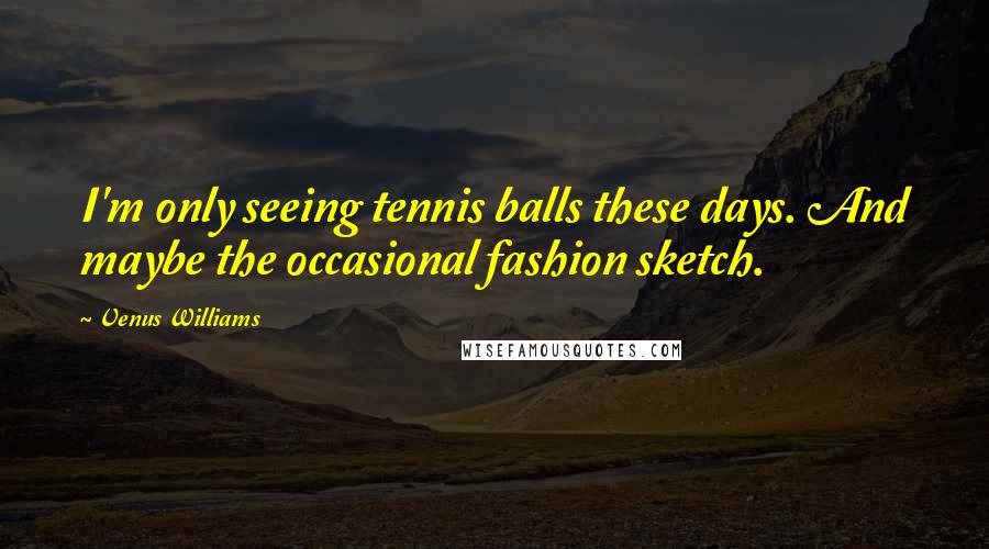 Venus Williams Quotes: I'm only seeing tennis balls these days. And maybe the occasional fashion sketch.