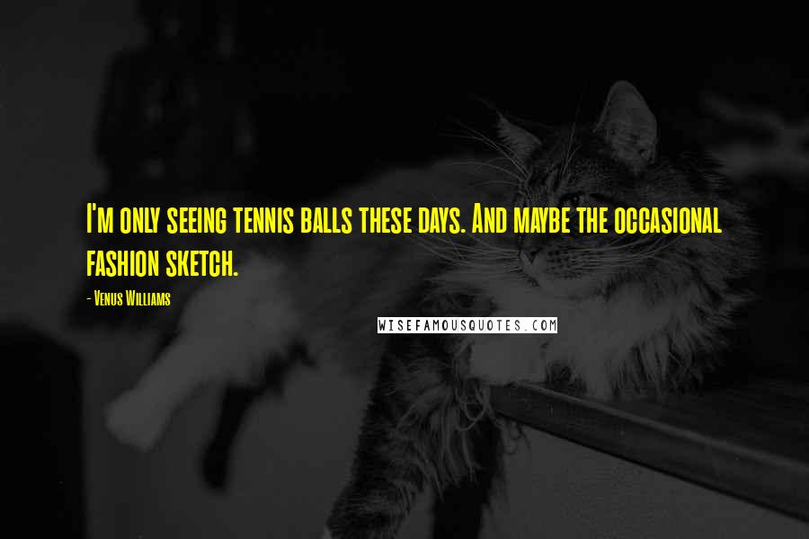 Venus Williams Quotes: I'm only seeing tennis balls these days. And maybe the occasional fashion sketch.