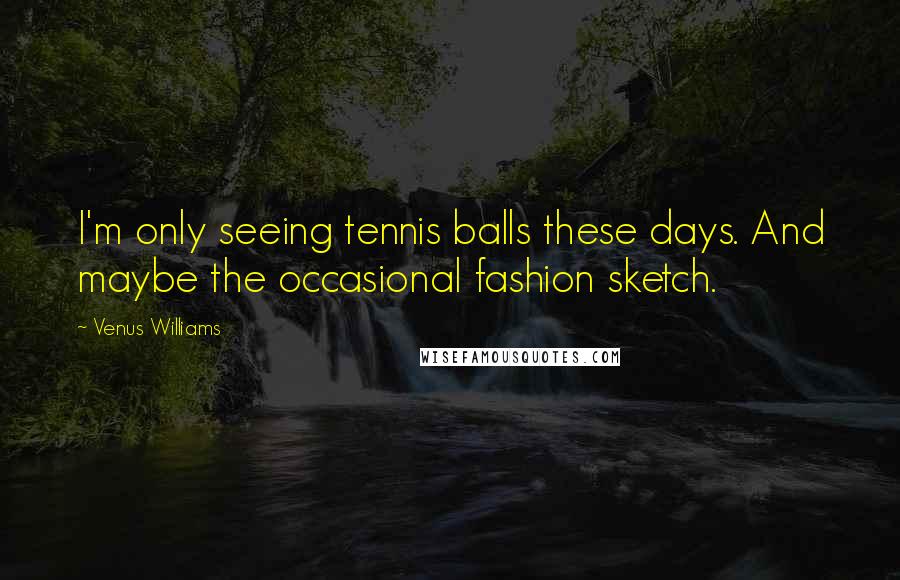 Venus Williams Quotes: I'm only seeing tennis balls these days. And maybe the occasional fashion sketch.
