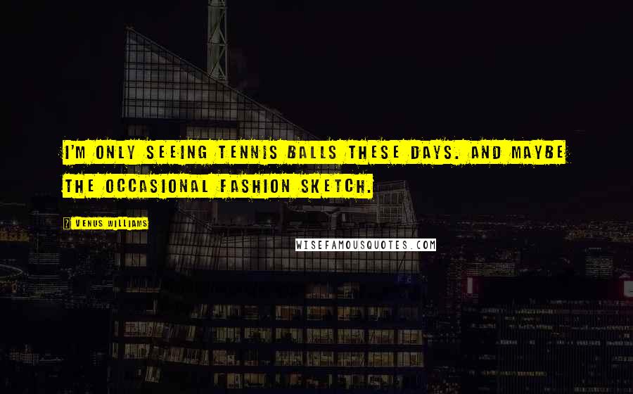 Venus Williams Quotes: I'm only seeing tennis balls these days. And maybe the occasional fashion sketch.