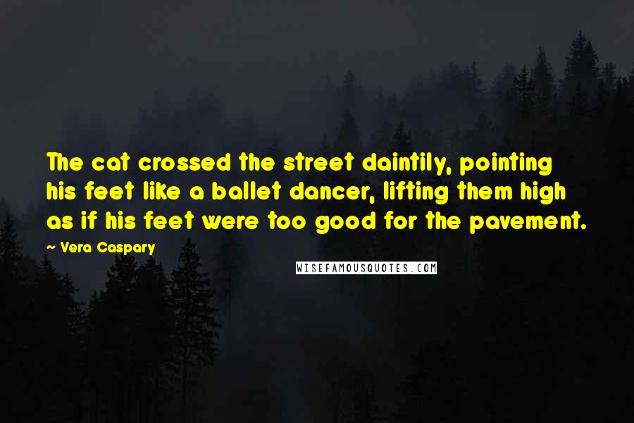 Vera Caspary Quotes: The cat crossed the street daintily, pointing his feet like a ballet dancer, lifting them high as if his feet were too good for the pavement.