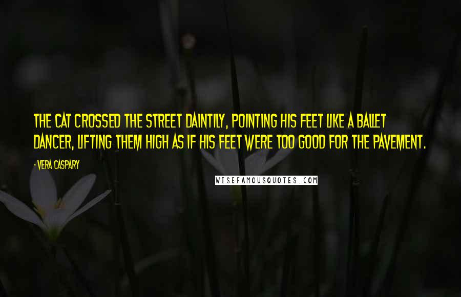 Vera Caspary Quotes: The cat crossed the street daintily, pointing his feet like a ballet dancer, lifting them high as if his feet were too good for the pavement.