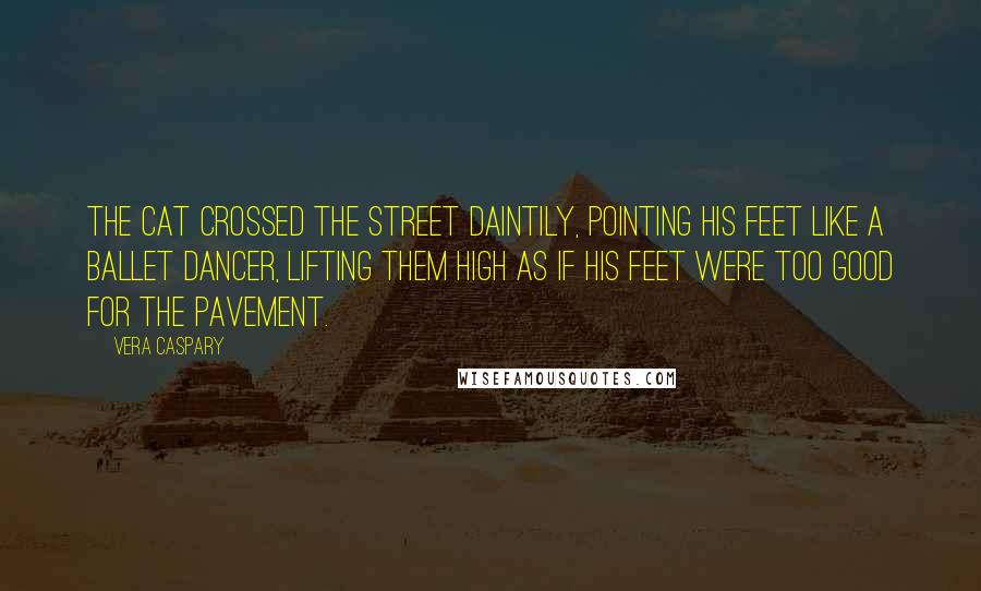 Vera Caspary Quotes: The cat crossed the street daintily, pointing his feet like a ballet dancer, lifting them high as if his feet were too good for the pavement.