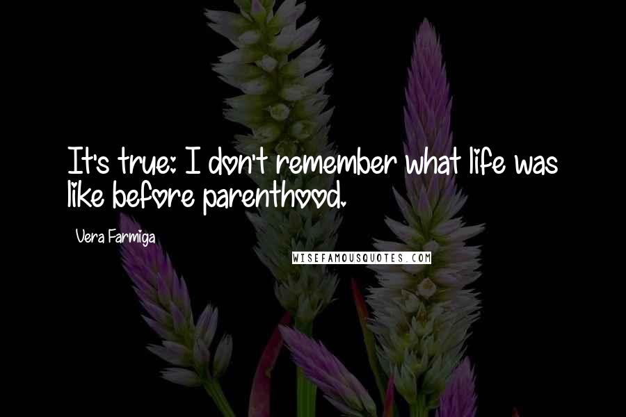 Vera Farmiga Quotes: It's true: I don't remember what life was like before parenthood.
