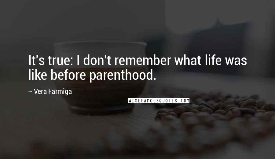 Vera Farmiga Quotes: It's true: I don't remember what life was like before parenthood.