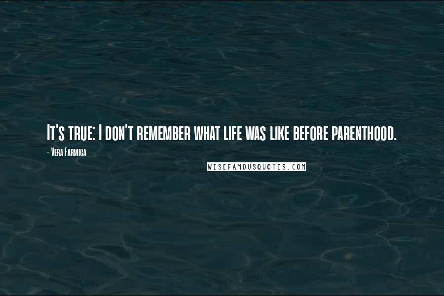 Vera Farmiga Quotes: It's true: I don't remember what life was like before parenthood.