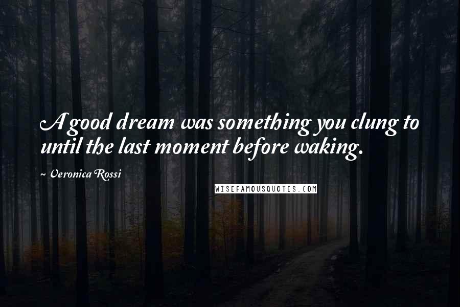 Veronica Rossi Quotes: A good dream was something you clung to until the last moment before waking.