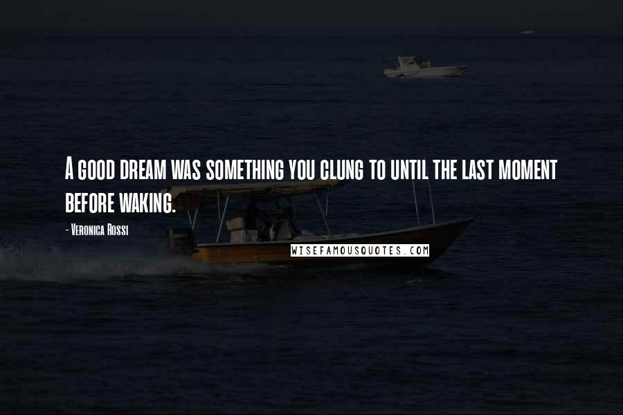 Veronica Rossi Quotes: A good dream was something you clung to until the last moment before waking.