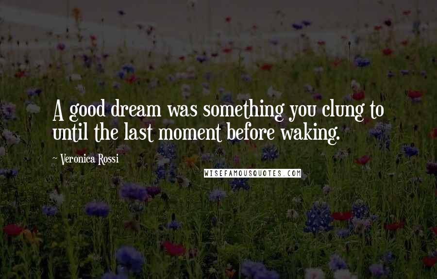 Veronica Rossi Quotes: A good dream was something you clung to until the last moment before waking.